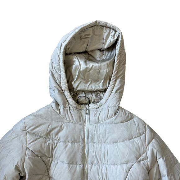 The North Face Light Grey Down Long Hooded Puffer Coat - Picture 4 of 12
